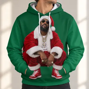 Cool Santa Figure in Red Velvet for Christmas Parties and Casual Winter Holiday Wear All-over Print Hoodie (Lightweight)