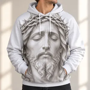 Monochrome Crown Of Thorns Portrait For Quiet Faith And Everyday Spiritual Lifestyle All-over Print Hoodie (Lightweight)