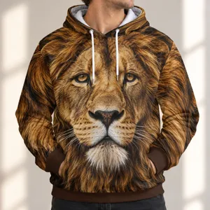 Golden Lion Face for Bold Outdoor Adventures and Everyday Wildlife Style Lovers All-over Print Hoodie (Lightweight)