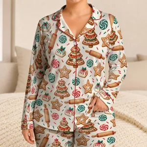 Christmas Cookie Trees and Rolling Pins for Cozy Holiday Evenings and Festive Gifting Satin Pajamas Set