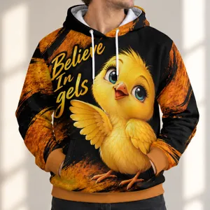 Wide-Eyed Yellow Canary With Angel Message for Mother's Day Gift Giving All-over Print Hoodie (Lightweight)