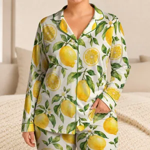 Watercolor Lemon Grove for Sunny Summer Days and Cheerful Outdoor Family Moments Satin Pajamas Set
