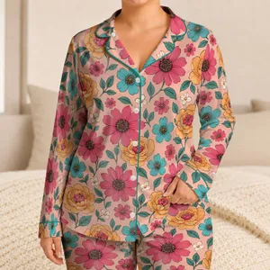 Colorful Daisy Garden Blooms for Cozy Evenings and Relaxed Weekend Mornings Satin Pajamas Set