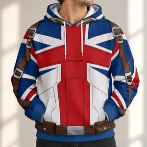 Red White and Navy Cross-Emblem Aviator Uniform for Cosplay Events and Fandom Fans All-over Print Hoodie (Lightweight)