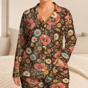 Vintage Floral Blooms For Cozy Evenings And Sweet Dreams For Girls Satin Pajamas Set