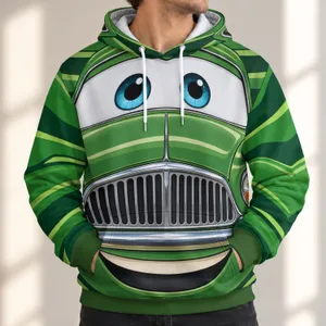 Expressive Green Vintage Car Character for Cosplay Events and Birthday Celebrations All-over Print Hoodie (Lightweight)