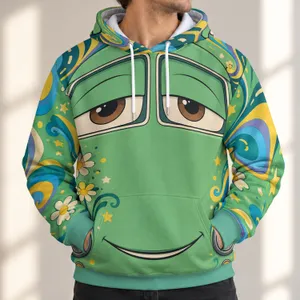 Green Hippie Van Face for Retro Road Trips and Family Costume Events for Adult Fans All-over Print Hoodie (Lightweight)