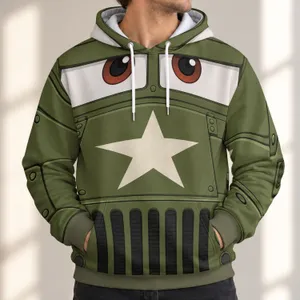 Olive Military Jeep Face for Car Fans, Road Trips, and Casual Everyday Adventures All-over Print Hoodie (Lightweight)