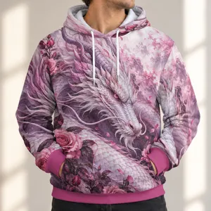 Lavender Dragon And Pink Roses For Elegant Everyday Layering And Fantasy Lovers All-over Print Hoodie (Lightweight)