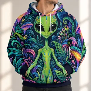 Green Alien And Exotic Garden Scene For Cosmic Fantasy Streetwear Fans All-over Print Hoodie (Lightweight)