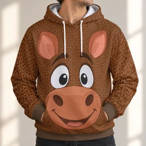 Silly Horse Face Costume for Halloween Parties, Family Cosplay, and Festive Vacations All-over Print Hoodie (Lightweight)
