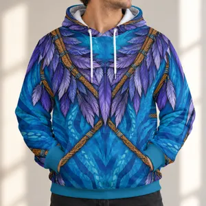 Blue Forest Warrior Feather-and-Cord Costume for Halloween Cosplay Fans All-over Print Hoodie (Lightweight)