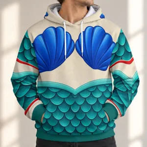 Mermaid Shell Bodice and Teal Scales for Fantasy Dress-Up and Halloween Gift Ideas All-over Print Hoodie (Lightweight)