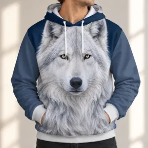 White Wolf Portrait for Outdoor Adventures and Everyday Casual Style All-over Print Hoodie (Lightweight)
