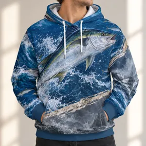 Silver Sailfish and Stormy Ocean Scenes for Coastal Adventure and Sea Lovers All-over Print Hoodie (Lightweight)