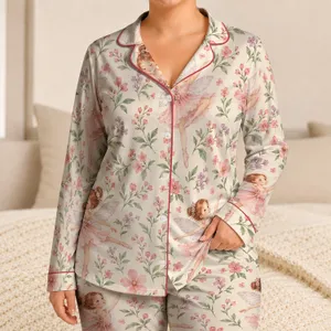 Watercolor Ballet Fairies And Flowers For Whimsical Summer Nights For Girls Satin Pajamas Set