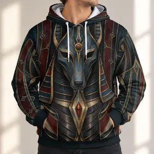 Jackal Mask Armor Motif for Urban Nights and Mythic Streetwear Enthusiasts All-over Print Hoodie (Lightweight)