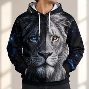 Split Black And White Lion Eyes For Bold Everyday Adventure All-over Print Hoodie (Lightweight)
