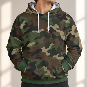 Olive Woodland Camouflage for Outdoor Adventures and Everyday Urban Streetwear Style All-over Print Hoodie (Lightweight)