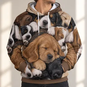 Sleeping Puppy Faces for Cozy Nights, Dog Lover Lounging and Relaxed Weekend Style All-over Print Hoodie (Lightweight)