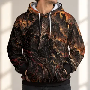 Fiery Armored Warrior Battle Scene for Bold Everyday Adventure Wear All-over Print Hoodie (Lightweight)