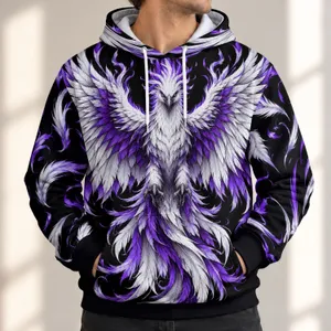 Purple White Phoenix With Spread Wings for Bold Everyday Wear and Fantasy Art Fans All-over Print Hoodie (Lightweight)