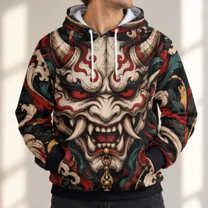 Ornate Horned Demon Mask for Dark Alternative Streetwear and Halloween Night Out All-over Print Hoodie (Lightweight)