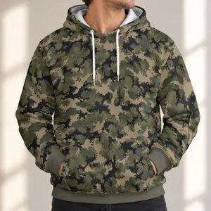 Olive Tan Black Camouflage Outdoor Casual Wear for Men, Hiking, Camping and Daily Use All-over Print Hoodie (Lightweight)