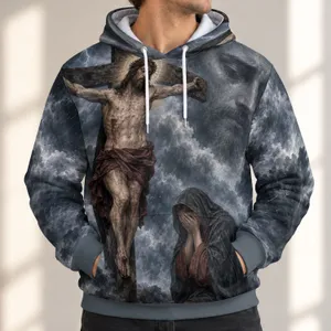 Stormy Crucifixion Religious Art for Prayerful Reflection and Faithful Living All-over Print Hoodie (Lightweight)