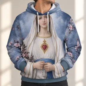 Marian Devotional Portrait For Prayer, Church And Faithful Everyday Wear All-over Print Hoodie (Lightweight)