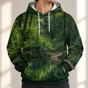 Emerald Forest Pond Scenery For Hiking And Nature Lovers Seeking Quiet Escapes All-over Print Hoodie (Lightweight)