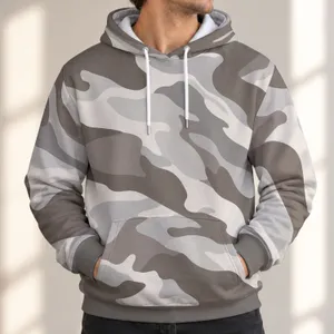 Abstract Gray Brown Camouflage for Everyday Autumn Outdoor Style All-over Print Hoodie (Lightweight)