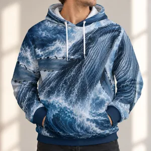 Humpback Whale Ocean Waves for Offshore Fishing and Coastal Adventure Enthusiasts All-over Print Hoodie (Lightweight)