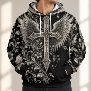 Ivory Winged Cross And Baroque Vines For Gothic Faith And Alternative Streetwear All-over Print Hoodie (Lightweight)