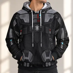 Black Sci-Fi Armor Costume Look for Cosplay Events and Fandom Gift Seekers Year-Round All-over Print Hoodie (Lightweight)