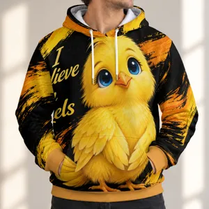Wide-Eyed Yellow Canary with Angel Message for Mother's Day and Bird Lovers All-over Print Hoodie (Lightweight)