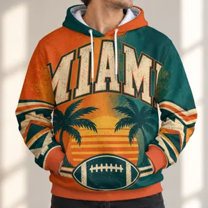 Miami Football Palm Trees for Vintage Weekend Tailgates and Coastal Casual Wear for Men All-over Print Hoodie (Lightweight)