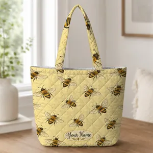 Honeybee Meadow Companions For Countryside Commuting And Weekend Market Days Outings Quilted Tote Bag