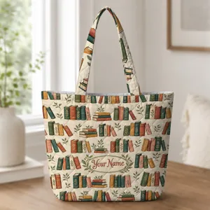 Vintage Bookshelf Botanicals for Classroom Reading and a Thoughtful Teacher Gift Keepsake Quilted Tote Bag