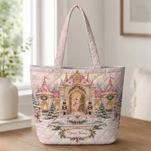 Ballet Christmas Village With Nutcrackers for a Whimsical Holiday Keepsake Quilted Tote Bag