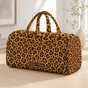 Leopard Spots And Golden Ochre For Beach Days And Weekend Travel Adventures Quilted Weekend Bag