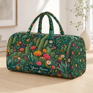 Colorful Desert Cacti and Wildflowers for Bohemian Getaways and Sunny Outdoor Escapes Quilted Weekend Bag
