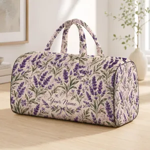 Lavender Botanical Sprigs for Relaxed Beach Days and Sunlit Summer Holiday Getaways Quilted Weekend Bag