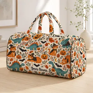 Cute Halloween Cats, Bats And Pumpkins For Autumn Travel And Festive Seasonal Getaways Quilted Weekend Bag