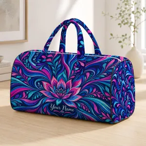 Violet Blue Radiating Waves for Coastal Getaways, Beach Days, and Summer Travel Quilted Weekend Bag