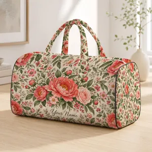 Coral Peony and Rose Blooms for Coastal Getaways and Relaxed Summer Beach Days Quilted Weekend Bag