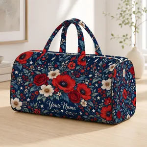 Americana Wildflowers and Stars for Coastal Getaways, Summer Travel, and Beach Days Quilted Weekend Bag