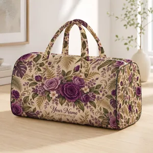 Vintage Violet Rose Florals for Tropical Beach Getaways and Leisure Travel Quilted Weekend Bag