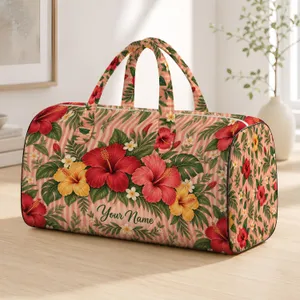 Tropical Hibiscus Florals for Beach Getaways and Relaxed Weekend Escapes Quilted Weekend Bag