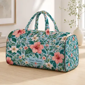 Blue Botanical Blooms for Weekend Getaways, Yoga Days, Beach Escapes, and City Travel Quilted Weekend Bag